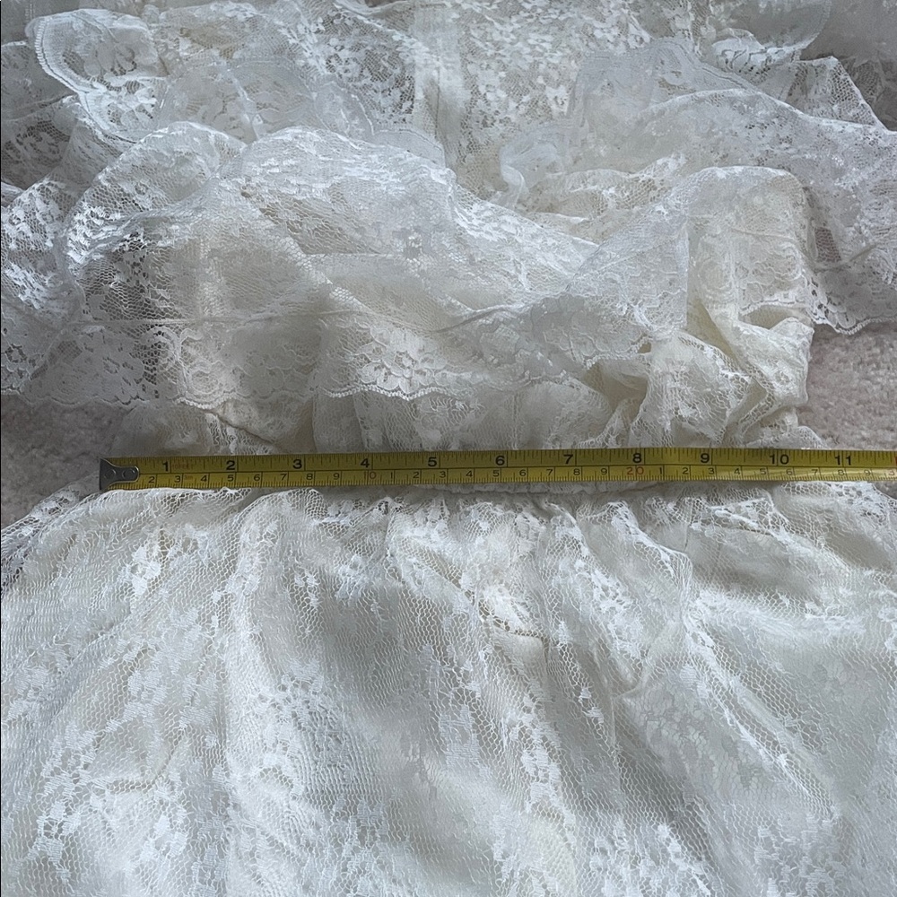 Vintage Ruffled Tiered Off-Shoulder Bridal Gown - Picture 10 of 12